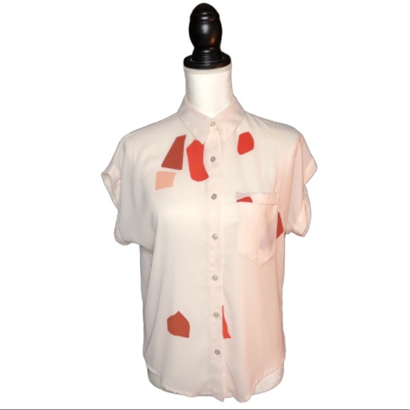 eve gravel Tops - EVE GRAVEL Abstract Button Down Polyester Blouse